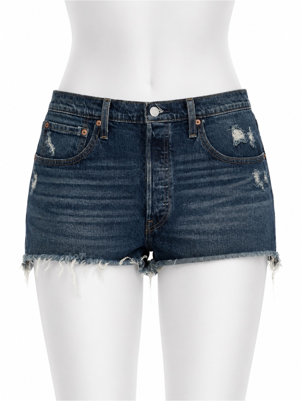 Size 31 Levi’s Women’s 501 Original High Rise Button Fly Distressed Denim Shorts